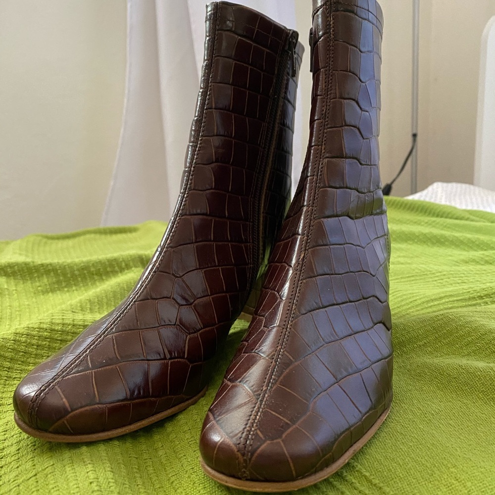 New BY FAR Croco Sofia Ankle Boots EU 35 / US 5